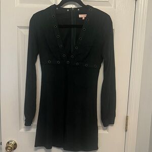 re:named Black Long Sleeve Dress with Eyelet Detail